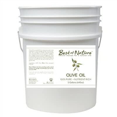 Best of Nature 100% Pure Olive Massage & Body Oil – Cold Pressed, Natural & Unscented Moisturizer for Skin, Hair & Bath, 5 Gallon Pail (640 fl oz)