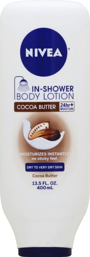 NIVEA Cocoa Butter In Shower Lotion, Body Lotion for Dry Skin, 13.5 Fl Oz Bottle (Pack of 2)