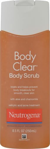 Neutrogena Body Clear Oil Free Acne Body Scrub with Salicylic Acid, Exfoliating Body Wash for Back, Chest, and Shoulders, 8.5 fl. oz (Pack of 2)