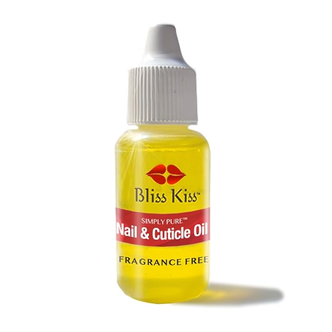 Bliss Kiss | Fragrance Free | Nail Oil Cuticle Dropper w/Vitamin E & Jojoba⏤Nail Strengthener Nail Growth Oil and Serum for Brittle Peeling Breaking Thin Nails | 0.5oz |