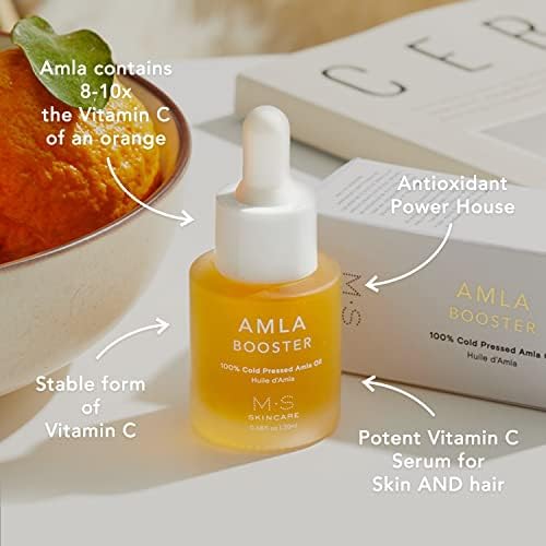 Amla Booster Oil, 100% Cold Pressed Amla Oil, Vegan Skincare, 0.68 fl oz Glass Bottle