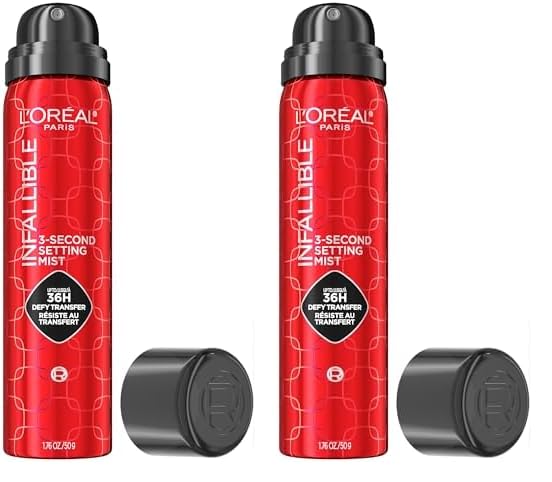 L'Oreal Paris Infallible 3-Second Setting Spray Mist, Microfine Mist for up to 36HR Wear, Clear, 1.76 oz (Pack of 2)