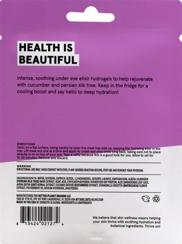 Acure Radically Rejuvenating Under Eye Hydrogel Mask, Provides Anti-Aging Support, & Silk Tree, Purple, Cucumber, 0.236 Fl Oz (Pack of 1)