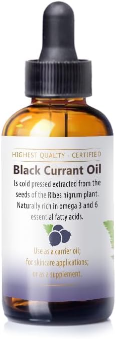 Black Currant Oil- 100% All Natural, Cold Pressed, Naturally Rich in Omega 3 and 6 Essential Fatty Acids; 1oz