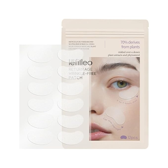 1 Sheet Lefilleo Collagen Facial Gel Mask Sticker, Moisturizing Nourishing Eye Forehead & Face Mask, Deeply Firming Lifting Collagen Mask (1 Sheet of 12 PCs Stickers)