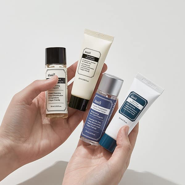 [DearKlairs] Skincare Trial Kits, Valentine's Galentine's Day Gifts, 4 minis, cleansing oil, cleanser, toner, cream, Travel must haves, Gifts for Women, mom