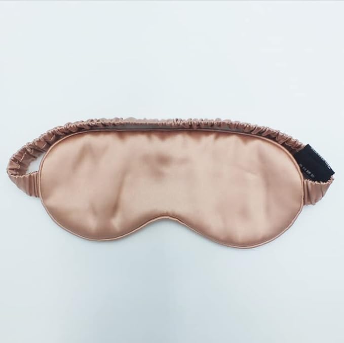 100% 22M Mulberry Silk Eye Mask. Full-Coverage, Soft and Comfortable, for Sleep Health and Skincare (Rose Gold)