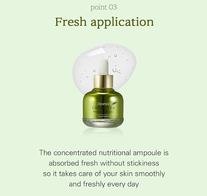 DEOPROCE Green Tea Fresh Ampoule 30ml – Korean Skin Care Hydrating Serum