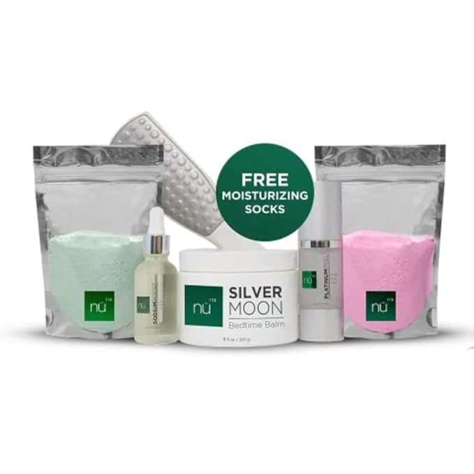 Best Pedicure Kit on Amazon | Complete Professional Home Foot Spa Set Includes 6 Salon Quality Products & Tools for Feet Care: Exfoliator, File, Balm, Sodium Soaks, Oil & Socks | Good for Women & Men