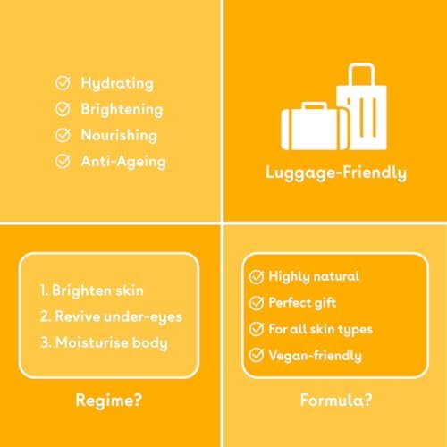 Glow Heroes Skincare Giftset - A Trio with Vitamin C Serum 30ml, Eye Cream 15ml & Body Cream 50ml - Rejuvenate - Vegan & Cruelty-Free, Made in UK