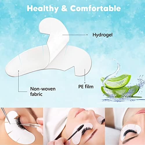 100 Pairs V-Shaped 100% Natural Eyelash Extension Under Eye Gel Pads Kit, Hydrogel Eye Patches with Collagen & Aloe Vera, Eyelash Extension Supplies Tools, Lash Tech Supplies