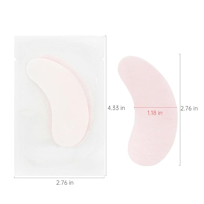 100 Pairs Hydrogel Under Eye Gel Patches Lint Free Eye Lash Pads Eyelash Extension Tool Mask Eyepads, Transparent/Pink