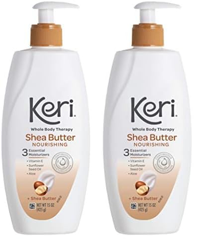 Keri Whole Body Therapy Original Shea Butter Lotion, Continuous Moisturization, 3 Essential Moisturizers (Vitamin E, Aloe and Sunflower Seed Oil) 15 oz. (Pack of 2)