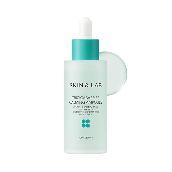 [SKIN&LAB] Tricicabarrier Calming Ampoule | Daily Facial Serum | Contains Centella Asiatica, Tea Tree and Houttuynia Cordata | Calming Sensitive, Oily Acne-Prone Skin | 1.18 Fl Oz