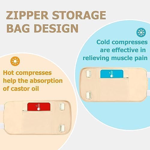 Castor Oil Pack, 8-Piece Reusable Organic Castor Oil Pack Kit, Suitable for Chest, Neck, Waist, Back, and Knees, Customizable Pressure Sticker Flexible Tape, Machine Washable