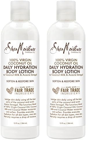 100% Virgin Coconut Oil Daily Hydration Body Lotion by Shea Moisture for Unisex - 13 oz Body Lotion (Pack of 2)