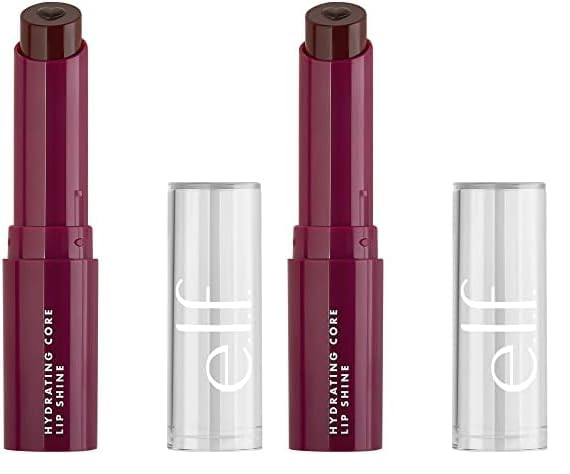 e.l.f. Hydrating Core Lip Shine, Conditioning & Nourishing Lip Balm, Sheer Color Tinted Chapstick, Ecstatic, 0.09 Oz (Pack of 2)