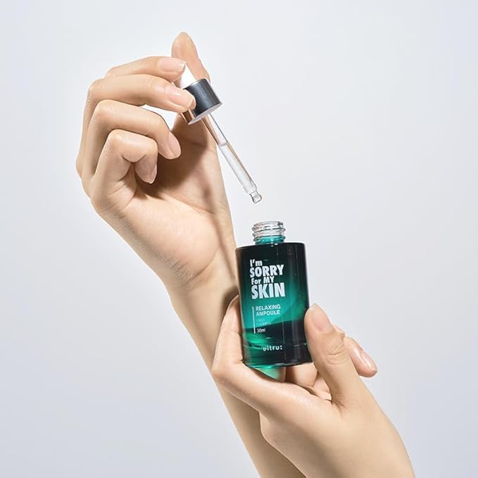 I'M SORRY FOR MY SKIN Facial Skin Ampoule, Korean Skin Care Serum for Face with Centella Asiatica and Hyaluronic Acid, Moisturizing & Glowing Effect (Relaxing Ampoule First Calming)