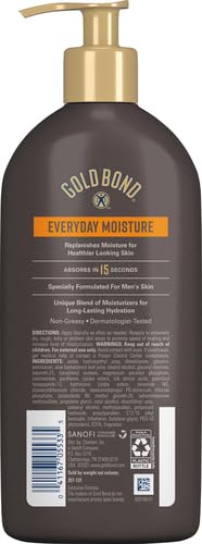 Gold Bond Men's Essentials Everyday Moisture Daily Body & Hand Lotion, 14.5 oz., With Vitamin C (Pack of 2)