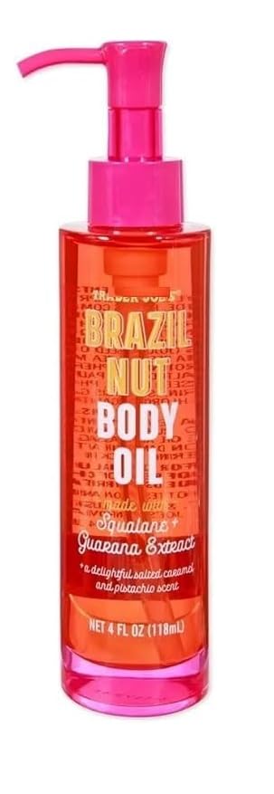 Trader Joes - Luxuriant Brazil Nut Body Oil Made with Squalane and Guarana Extract 4 fl.oz (118 ml) - Pack of 1