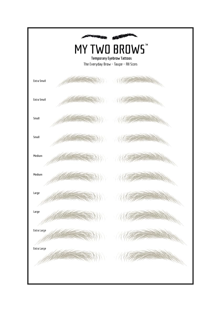 (10 pairs) Taupe Temporary Eyebrow Tattoo - Small Size - Waterproof & Smudgeproof - Everyday Brow Style Eyebrow Stickers - Sheet Lasts up to 30 Days - Won't Work on Existing Brows