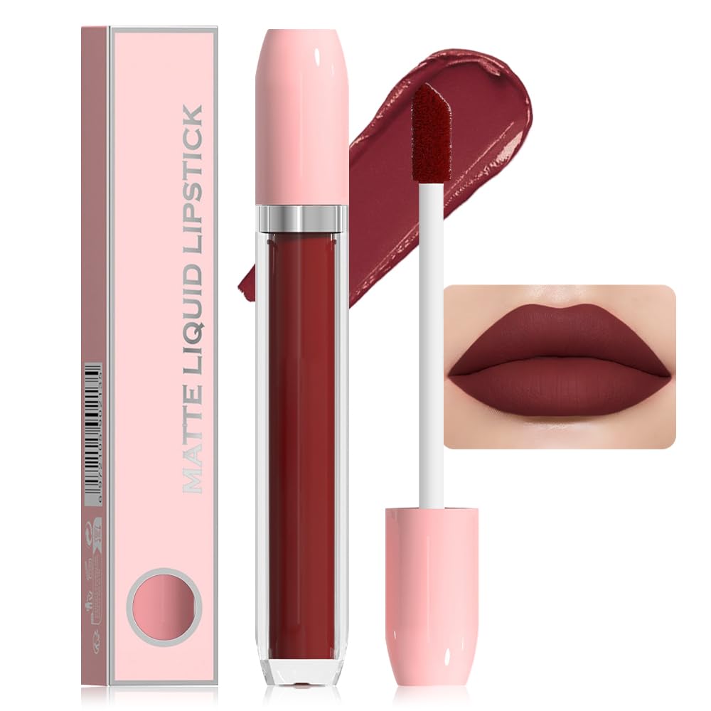 BINGBRUSH Super Matte Longwear No-Budge Stay On Smudge Proof Liquid Lipstick Long Lasting Makeup for Women,Highly Pigmented Color and Instant Shine, Cheeky