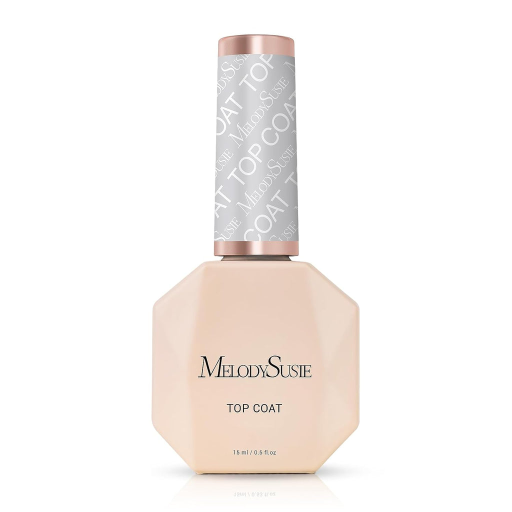 MelodySusie Top Coat No Wipe Glossy Long Lasting Shine Finish Soak Off UV LED Nail Lamp Nail Polish Art Design Manicure Kit Perfect Gifts for Women Girls 1 Pcs 15ml Clear