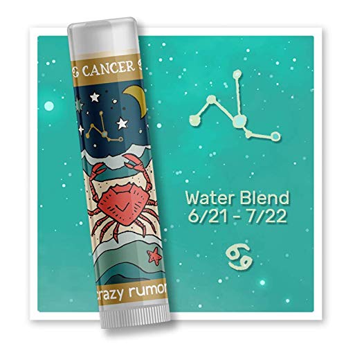 Crazy Rumors Cancer Zodiac All Natural, Plant Based Lip Balm to Moisturize and Nourish your Lips - Water Blend (Tropical Mango, Citrus Lemon, and Fragrant Berry)