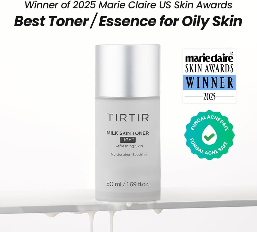 TIRTIR Milk Skin Toner Light | Instant Hydration with 4% Niacinamide, Pore-Tightening, Vegan Toner for Acne-Prone, Sensitive & Oily Skin, Fungal Acne Safe, Panthenol, Allantoin, Vitamin B