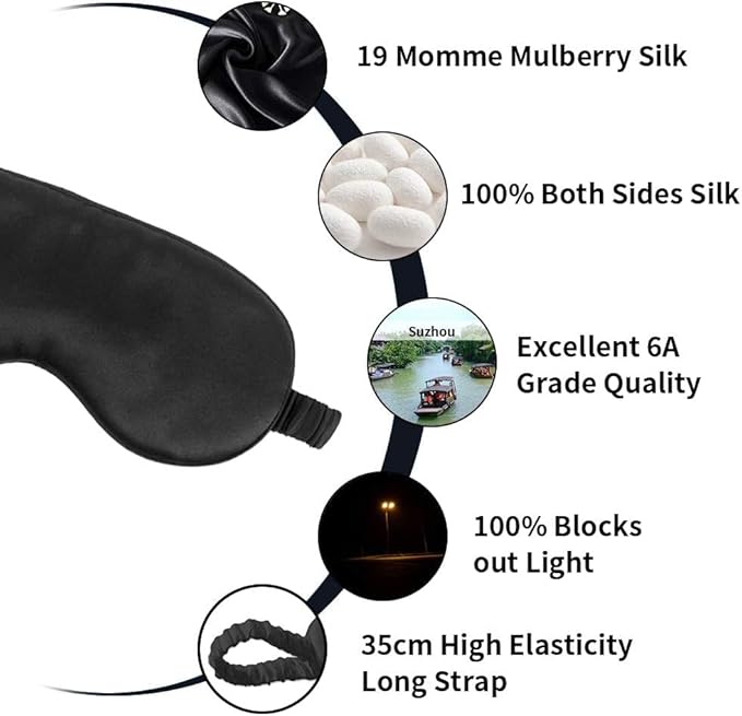 100% Natural Mulberry Soft Silk Sleep Mask, Light Blocking Eye Masks For Sleep, Night Blindfold Eye Mask Cover For Men And Women, Sleeping Night Mask For Travel