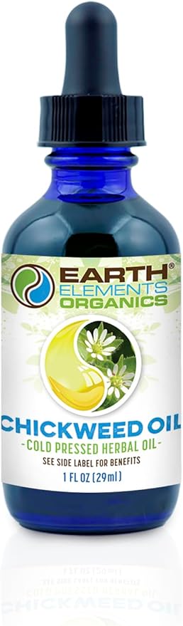 Organic Chickweed Medicinal Oil Raw, Infused, Pressed Herbal Oil Chickweed, Sunflower Seed Oil 1 fl.oz.
