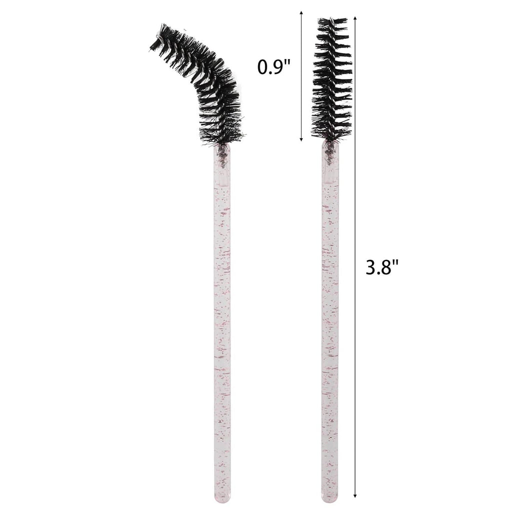 Tbestmax 300 Pcs Disposable Spoolies, Mascara Wand Eyelashes Brushes Applicator for Eyebrow Eye Lash Extension Pink Stick Black Head