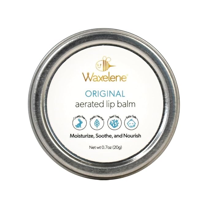 Waxelene Original Aerated Lip Balm Tin, Best Lip Balm Ever Organic Calming Multipurpose Ointment Baby Eczema Dry Sensitive Skin Body Face Moisturizer