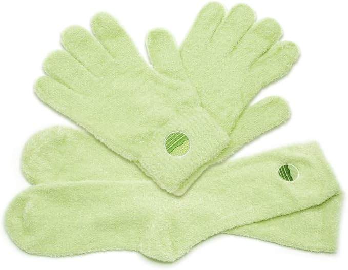 Aloe Socks and Gloves Set | Green Moisturizing Socks and Gloves Infused with Aloe and Vitamin E | Spa Socks and Gloves for Women