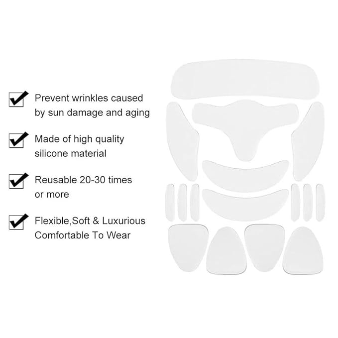 16-Piece Silicone Wrinkle Patch Set with Collagen, Vitamin E & Aloe – GlowPatch Anti-Aging Reusable Face & Eye Pads – Style Lifting Patches for Instant Glow, Skin Firming & Hydration