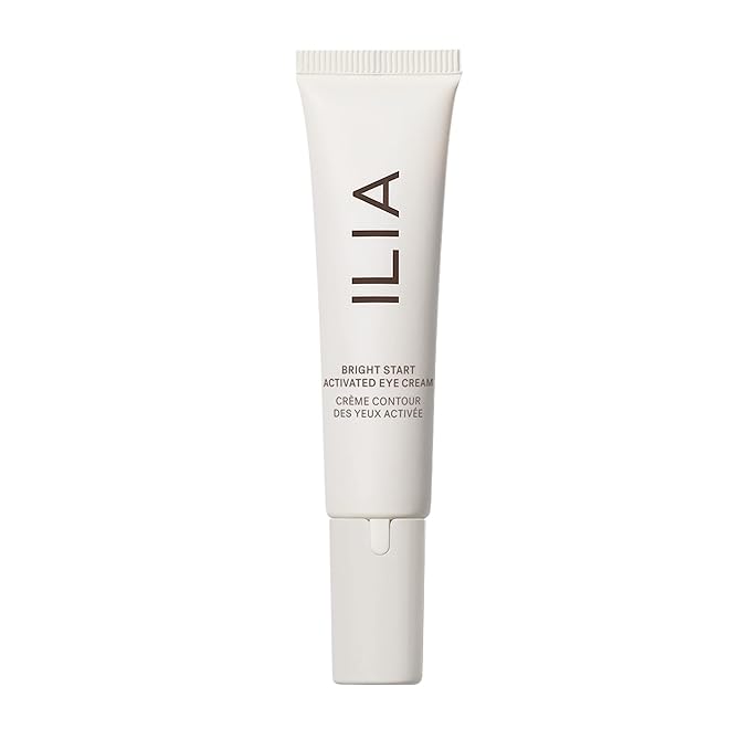 ILIA - Plant-Based Bright Start Activated Eye Cream with Massage Tool Tip | Weightless, Cooling, Help Reduce Puffiness + Fine Lines | Silicone-Free, Cruelty-Free, Vegan, Clean Beauty (0.5 oz | 15 ml)