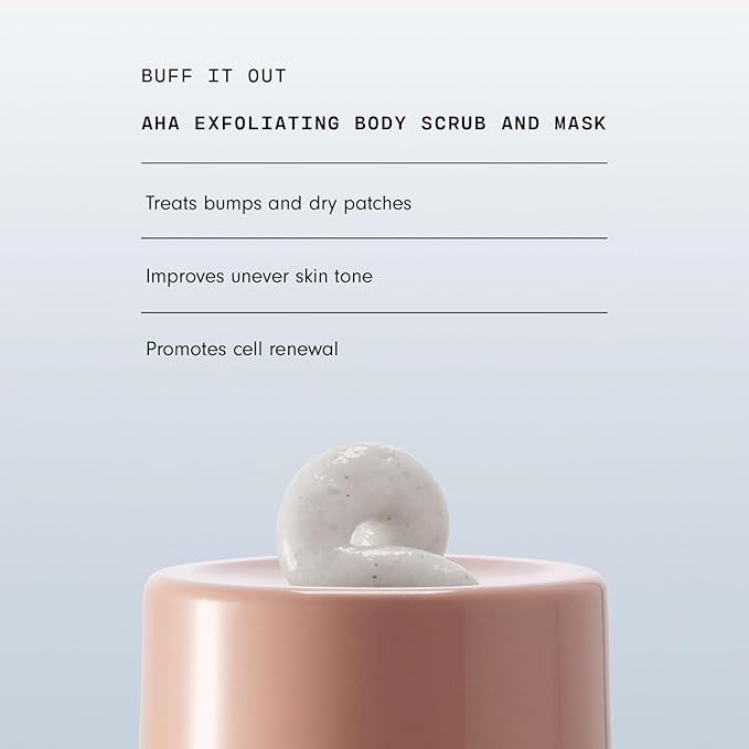 Versed Buff It Out AHA Exfoliating Body Scrub and Mask - Lactic Acid & Glycolic Acid Exfoliant - Microfine Pumice Body Exfoliator to Polish and Smooth Bumpy, Dry Skin - Vegan & Cruelty-Free (6 oz)