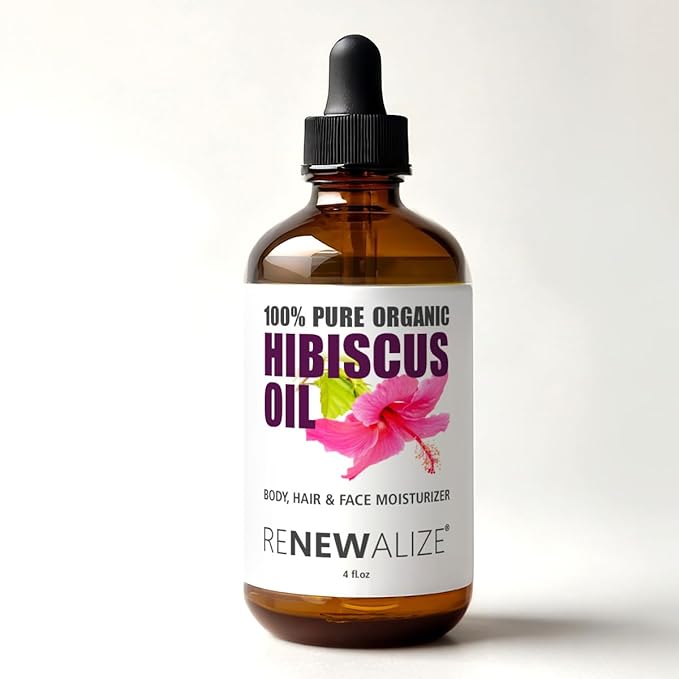 Virgin Organic HIBISCUS SEED OIL | Unrefined Cold Pressed 100 Percent Pure | Large 4 fl oz bottle | All Natural Anti Aging and Hair Growth oil