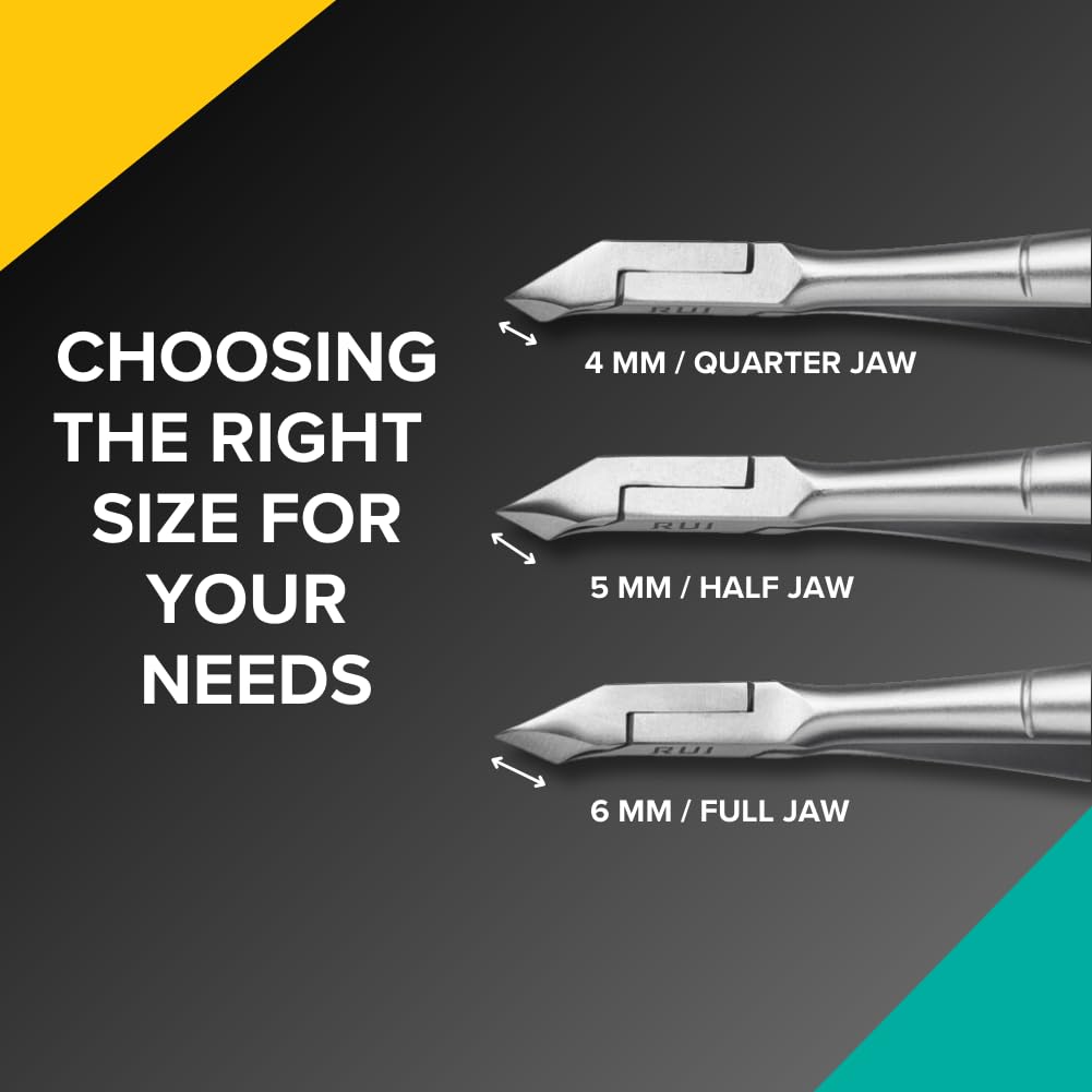 Rui Smiths Professional Cuticle Nippers | Precision Surgical-Grade Stainless Steel Cuticle Trimmer, French Handle, Single Spring, 4mm Jaw (Quarter Jaw)