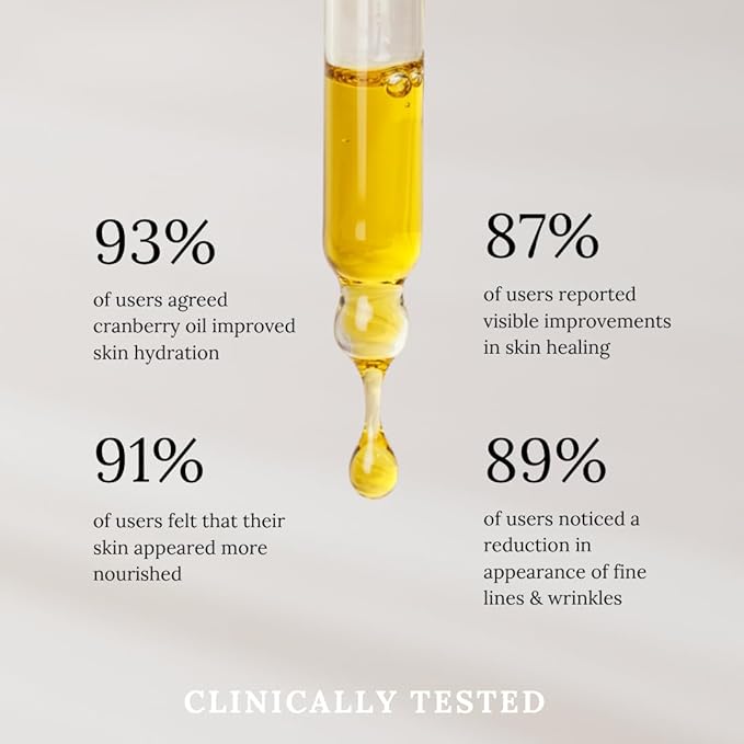 LA CANNEBERGE Cranberry Beauty Oil - Intensive Hydration & Revitalization for Face, Hair & Body -1 Fl Oz Certified Organic Cranberry Seed Oil -Moisturizing, Vitamin-Rich, Non-Greasy Skin Care