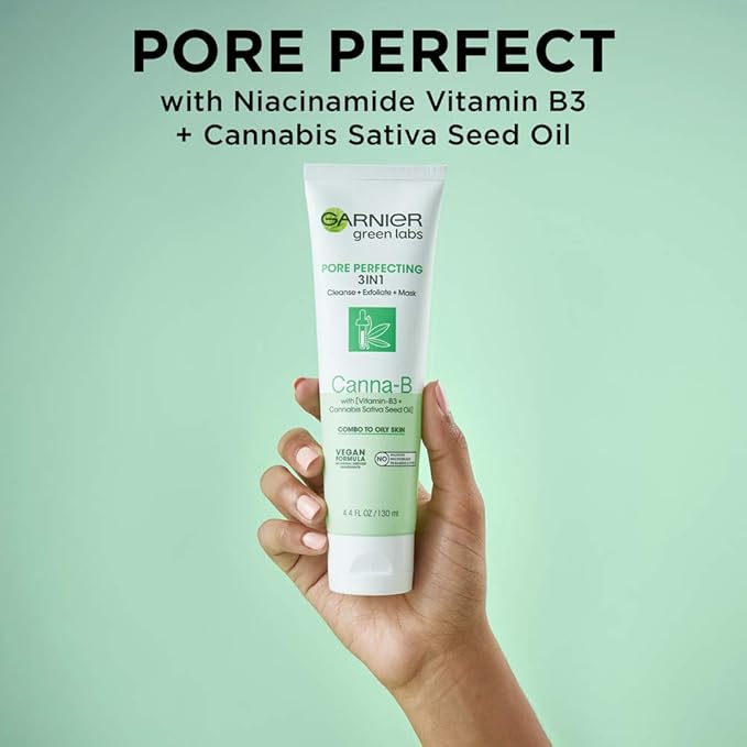 Garnier SkinActive Green Labs Canna-B Pore Perfecting 3-in-1 Face Wash unscented 2 Count