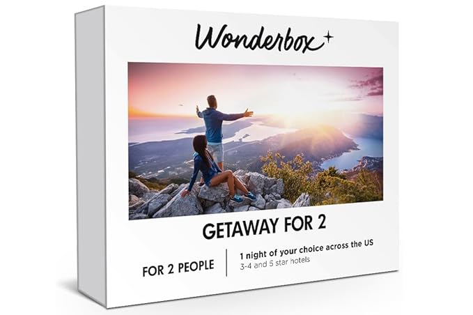 Wonderbox - Original Gift Idea - Experience Gift - Getaway for 2-1 Hotel night for 2 people - Online Booking Platfrom - Up to 52.000 hotels across the US - 3 to 5* hotels
