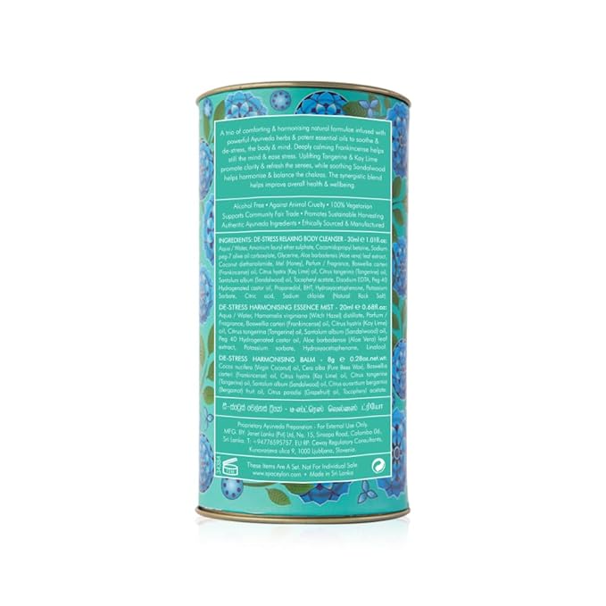 SPA CEYLON De-Stress Wellness Trio Set | Holistic Spa Essentials for Calming Skin Care | Spa Gift Baskets | Natural Ingredients | Body Gifts Set