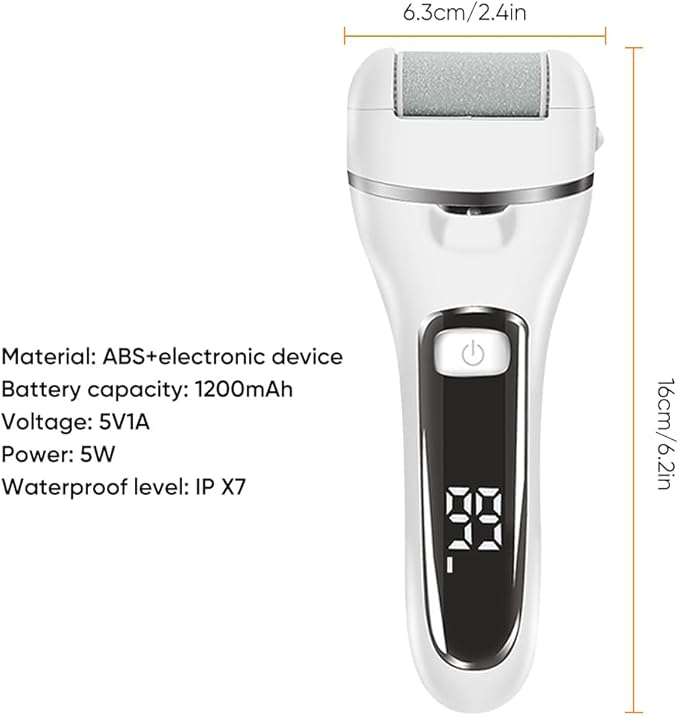 Premium Electric Foot Callus Remover Kit - 18 Piece Electric Foot Filer and Callous Remover Tool for Pedicure - Luxurious White