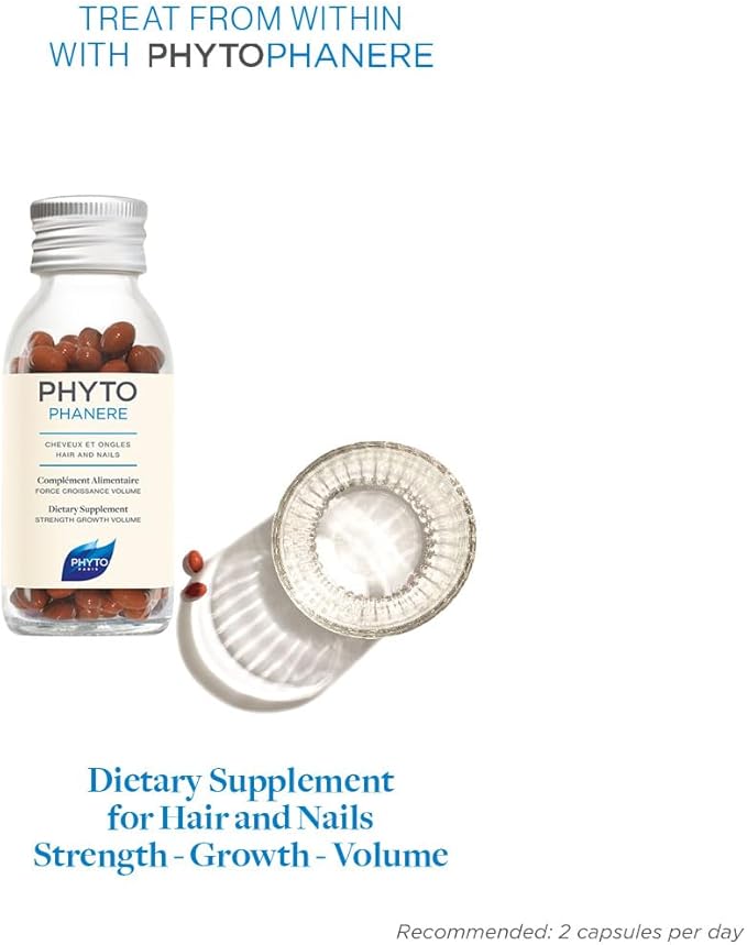 PHYTO Phytophanère 100% Natural Hair Loss Thinning Dietary Supplement, 2-Month Supply 120 Count (Pack of 1)