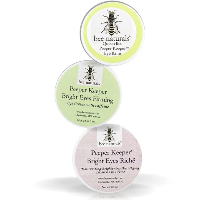 Bee Naturals Peeper Keeper Trio Eye Care - Gift Set for Eye Wrinkles, Puffy Eyes, and Crow's Feet