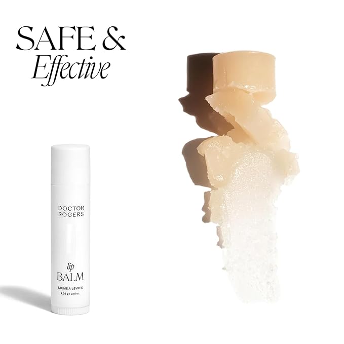 Doctor Rogers Lip Balm. Hydrating & Softening Lip Moisturizer for Very Dry Lips, Natural & Hypoallergenic, 0.15 Ounce (4.25 g), Pack of 3 tubes