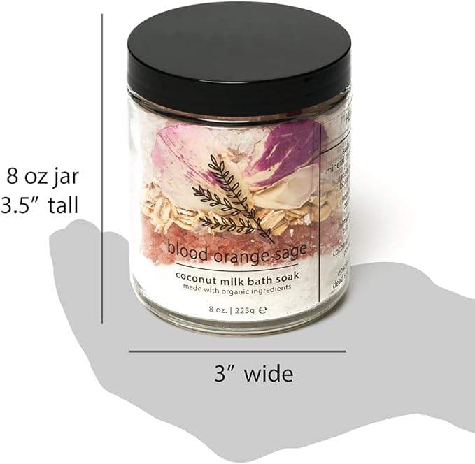 Hemlock Park Blood Orange Sage Coconut Milk Bath Soak | Organic Coconut Milk, Botanicals, Dead Sea, Epsom, and Himalayan Pink Mineral Salts | 9.5 oz Jar