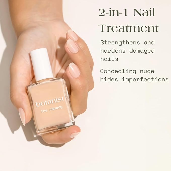 Botanist The Remedy | Nail Strengthening Polish | Repairs & Hardens Nails Damaged from Acrylics, Dip & Gel Manicures | Non-Toxic, 77% Plant Based, 21-Free & Vegan (Nude)