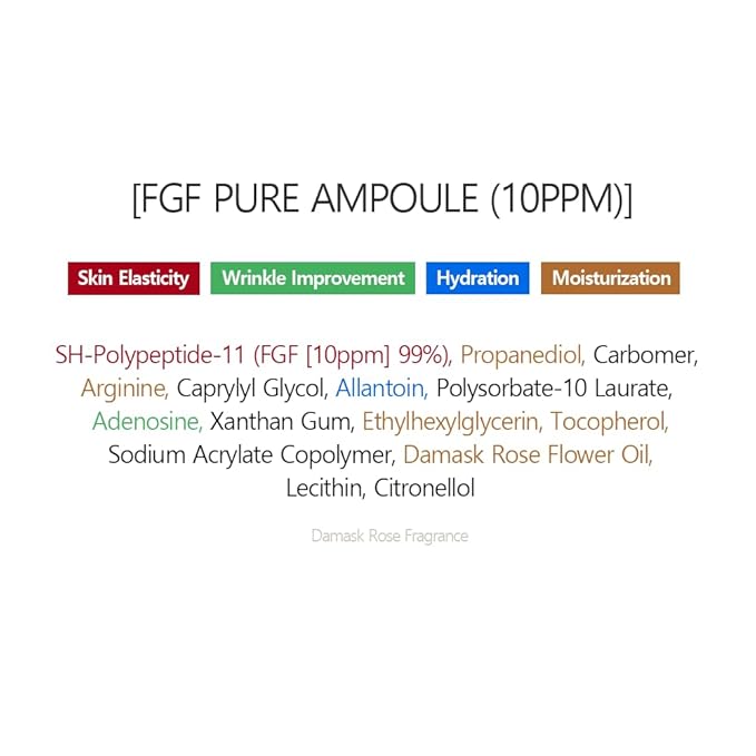 Pregnancy Safe Skincare FGF Pure Ampoule Serum (FGF 10 PPM), Firming Anti Aging, Hyaluronic Acids Glycerin Niacinamide, Improves Dermal Elasticity Reduces Fine Lines Hydrating 30ml 1 Fl Oz